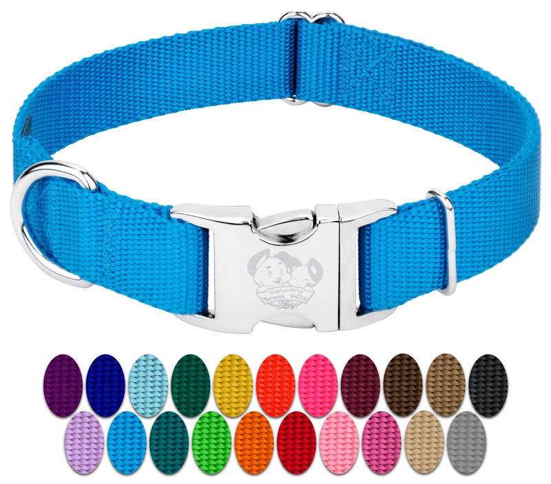 Country Brook Design Country Brook Petz - Premium Nylon Dog Collar with Metal Buckle for Small Medium Large Breeds - 10+ Cool Colors (Medium, 3/4 Inch, Ice Blue) - Image 1